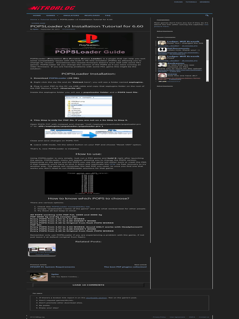 POPSLoader Installation Guide for PSP | PDF | Play Station 3 | Computing
