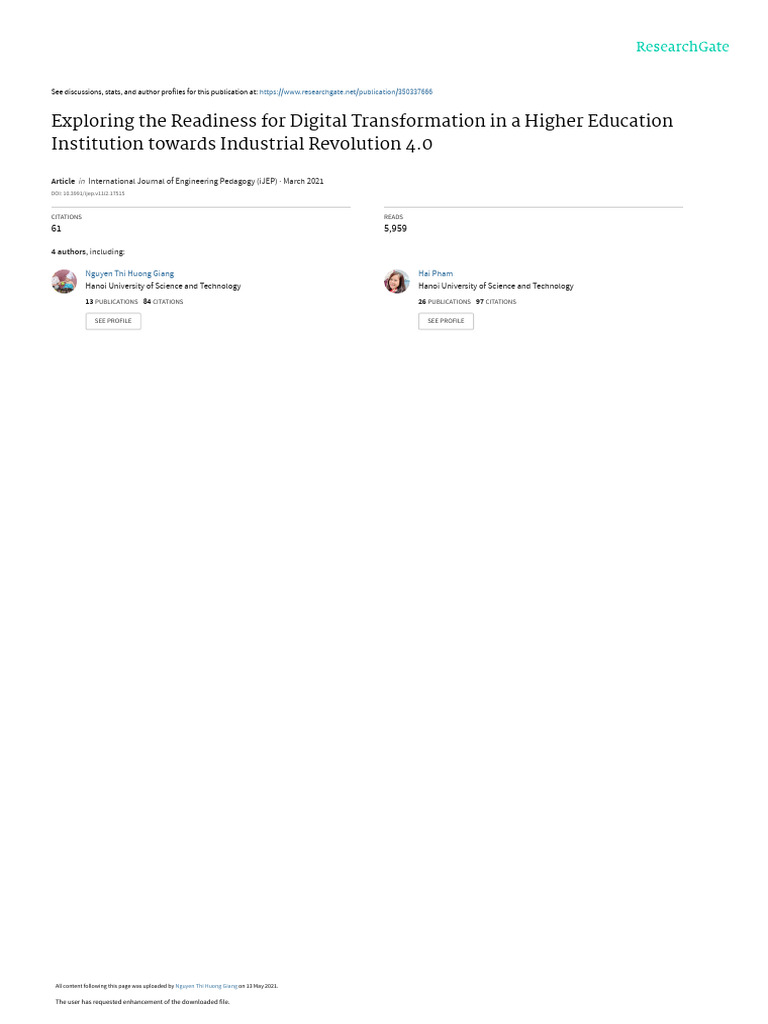 Exploring The Readiness For Digital Transformation | PDF | Learning ...