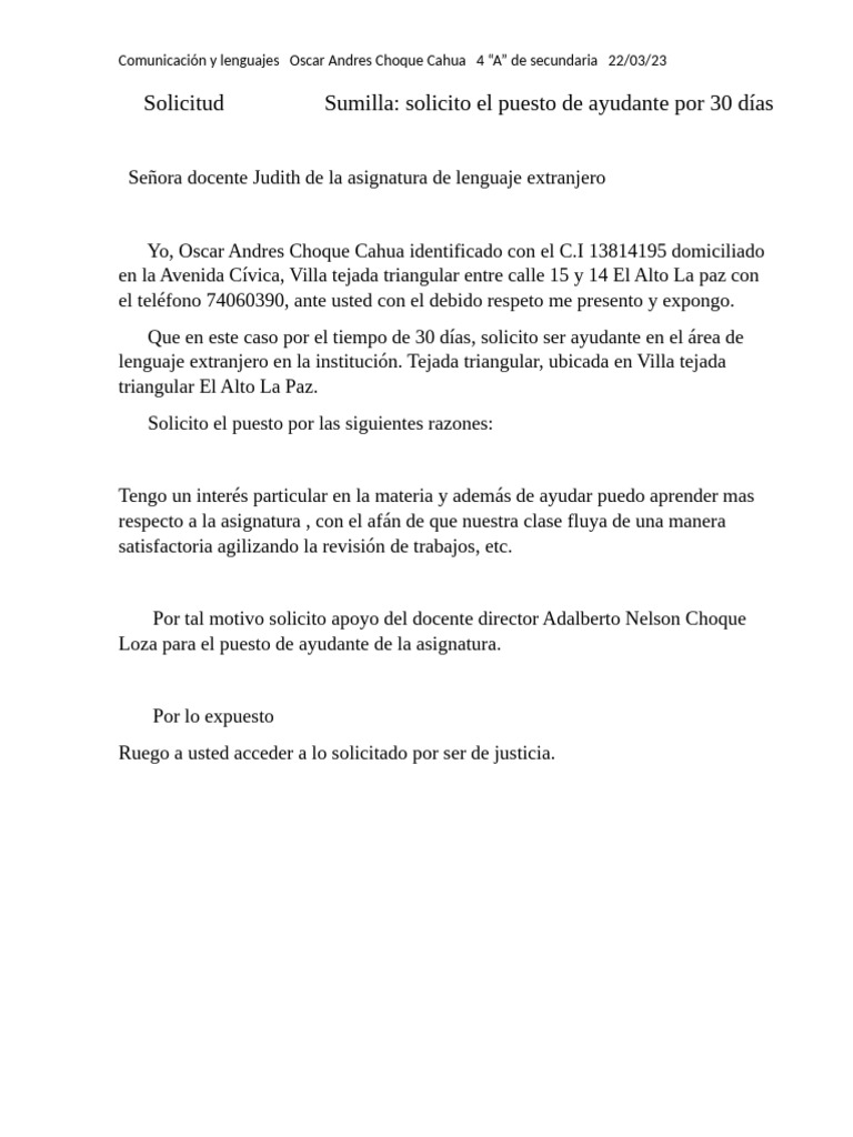 Solicitud Sumilla | PDF