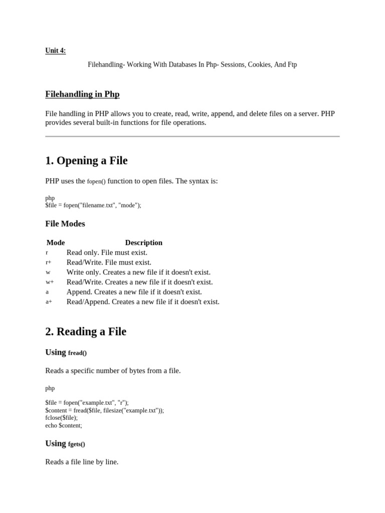 PHP File Handling and Database Management | PDF | Ajax (Programming ...