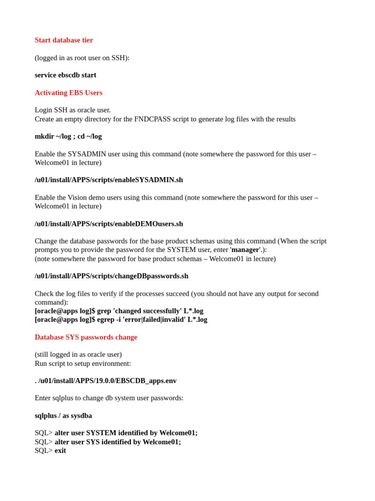 Oracle EBS Database Setup Guide | PDF | Secure Shell | Password