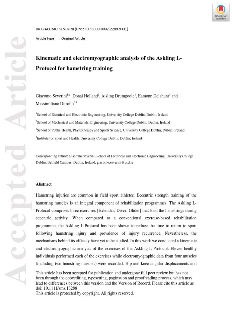 Askling L-Protocol for Hamstring Rehab | PDF | Electromyography ...