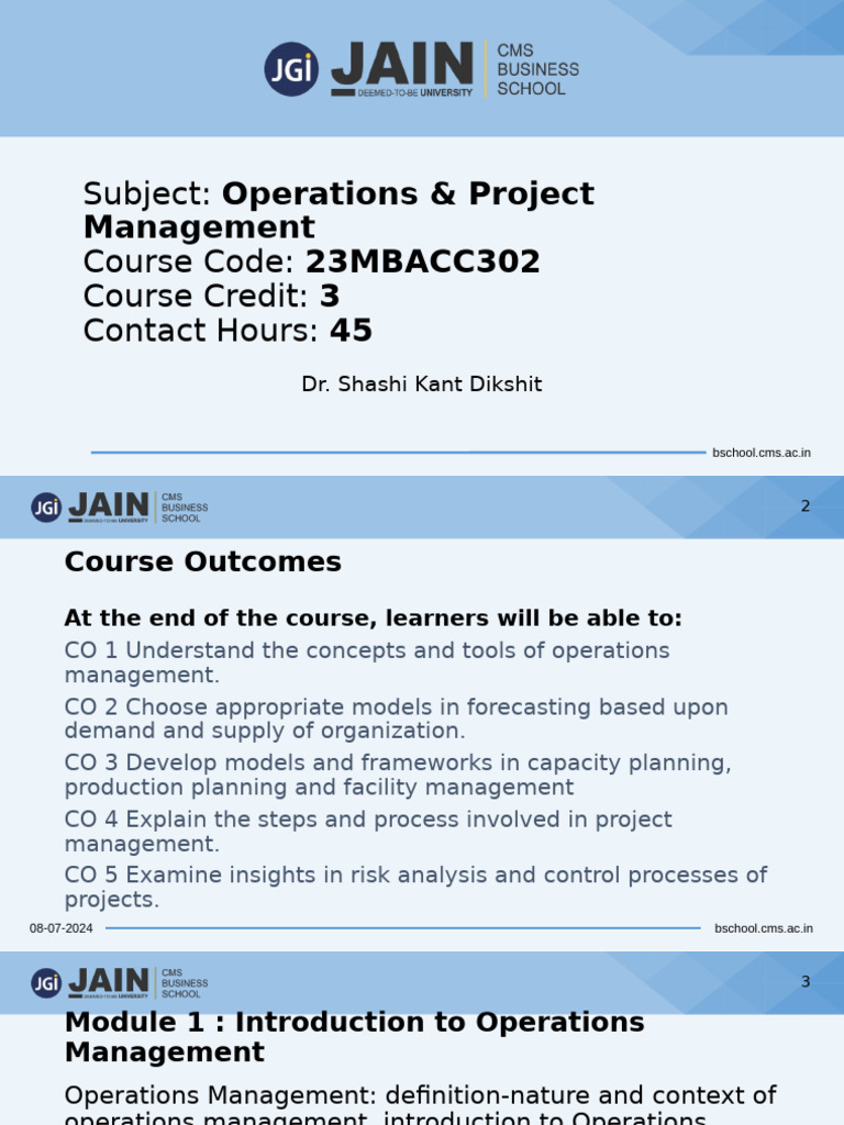Session 1 OPM | PDF | Operations Management | Risk