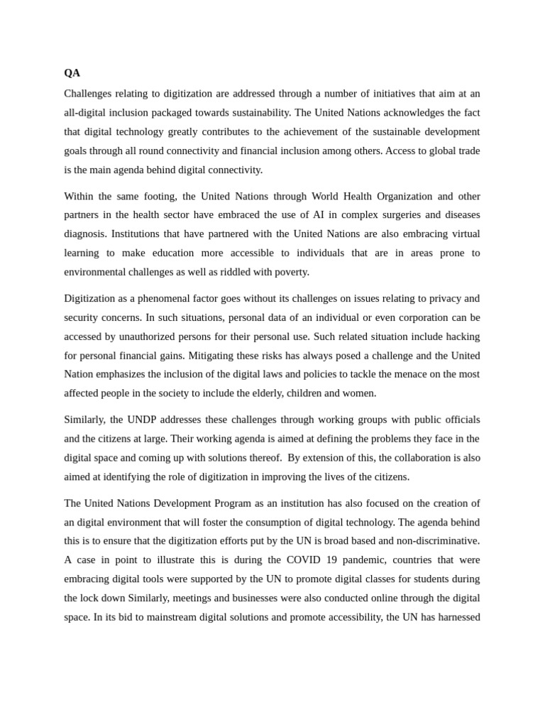 UN's Digital Inclusion and Challenges | PDF | Sustainability | United ...