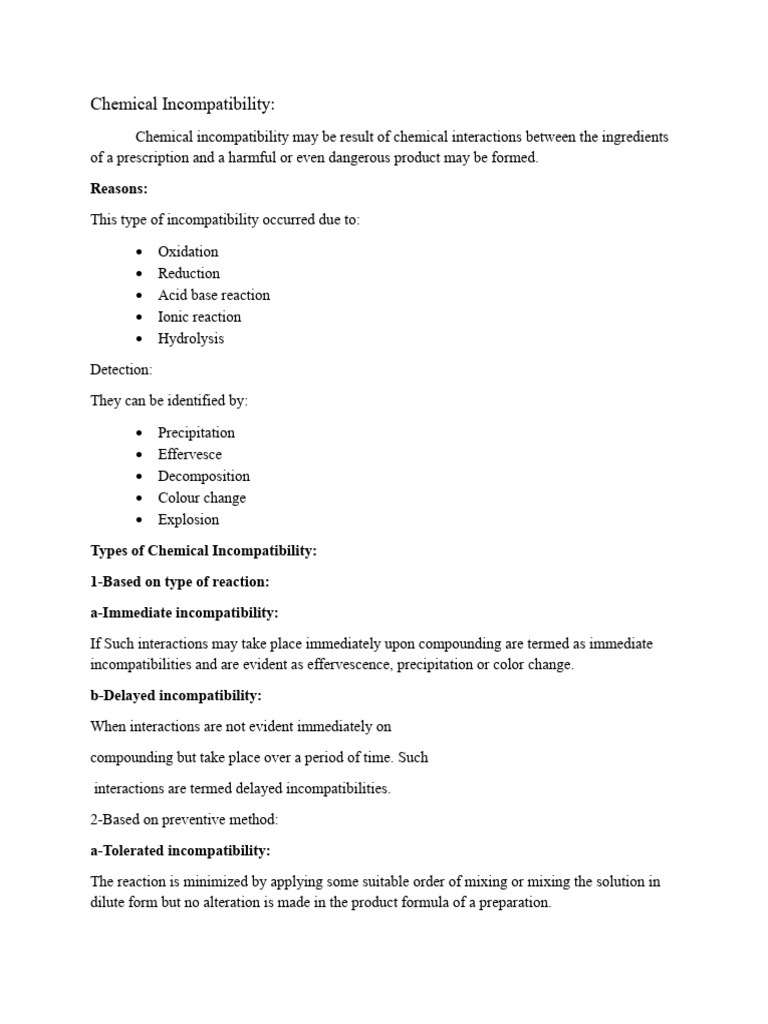 Chemical Incompatibility | PDF | Chemical Reactions | Redox