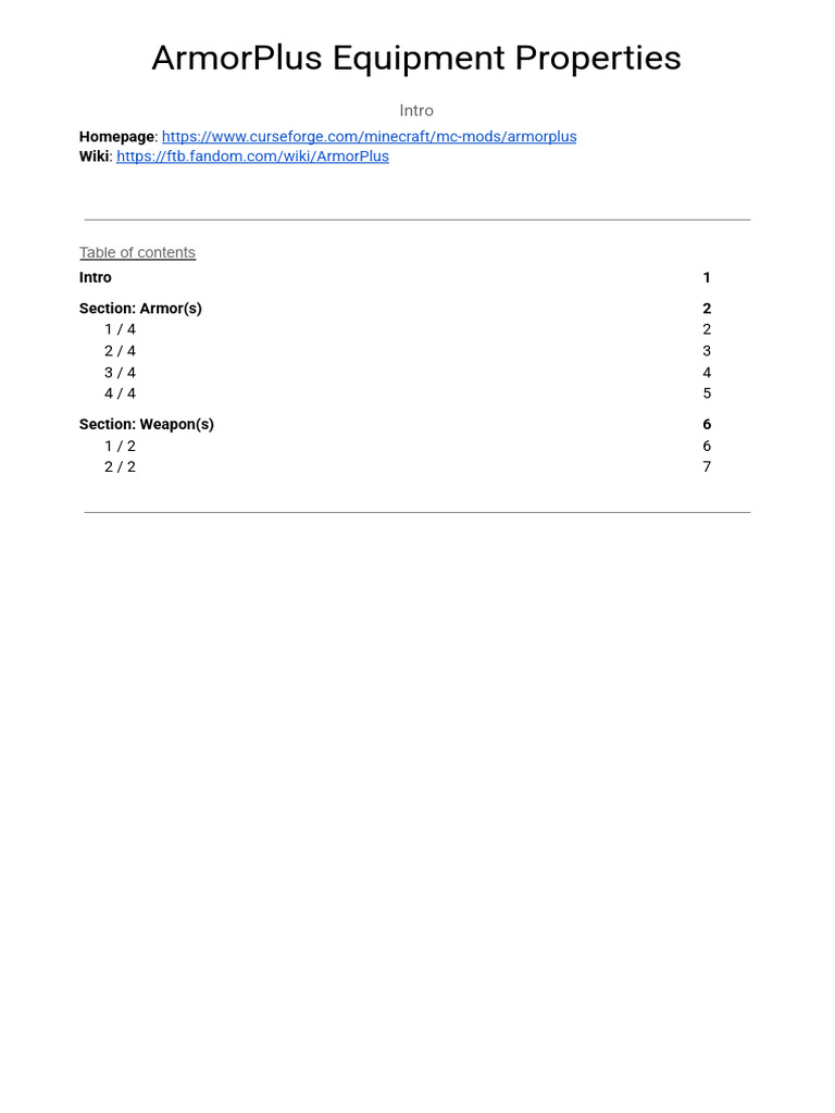 ArmorPlus Equipment Overview | PDF
