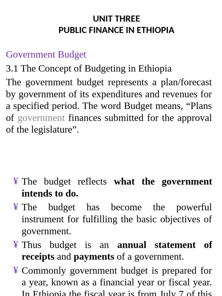 Ethiopian Public Finance and Budgeting Guide | PDF | Government Budget ...