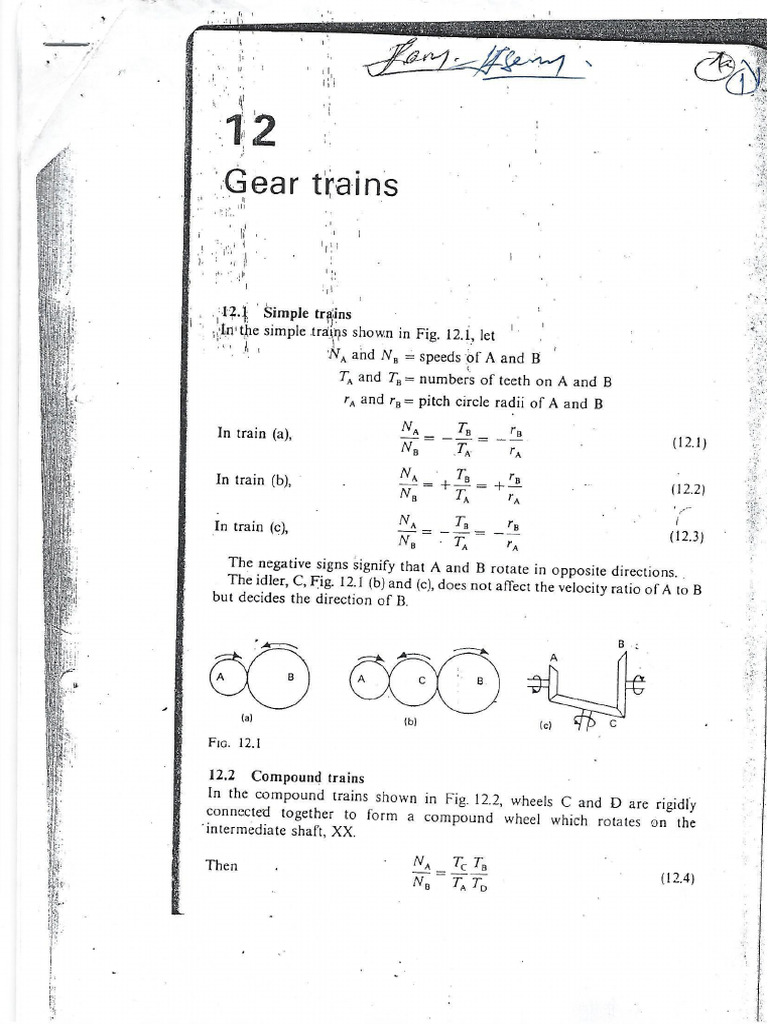 Gear Trains-Lecture Notes | PDF