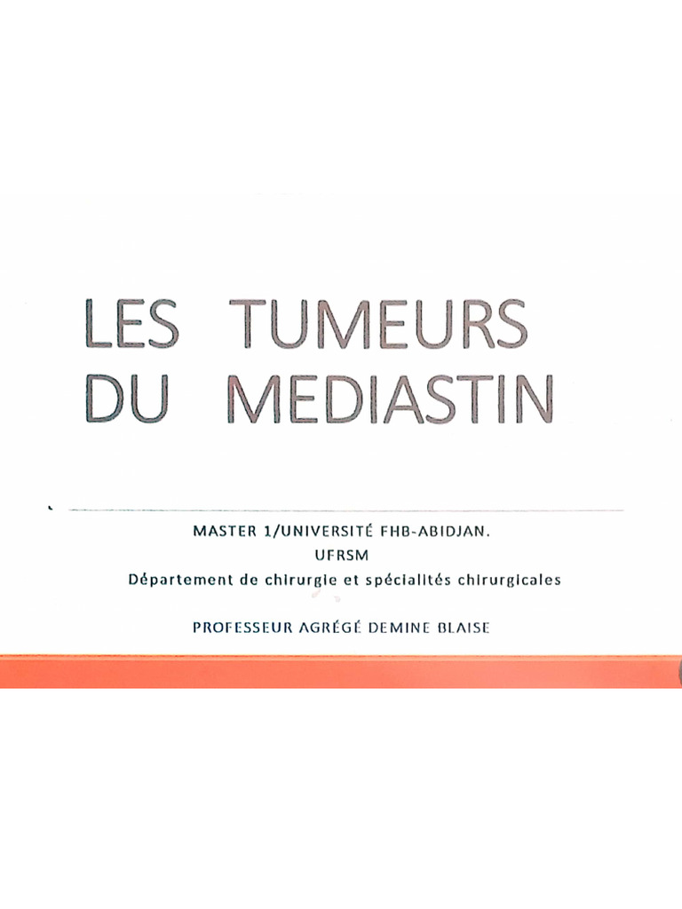 les tumeurs du médiastin | PDF