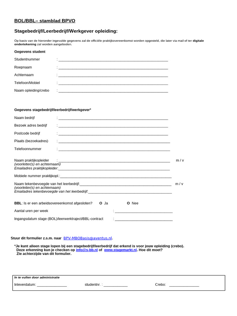 STAMBLAD BPVO MBO BASIS | PDF