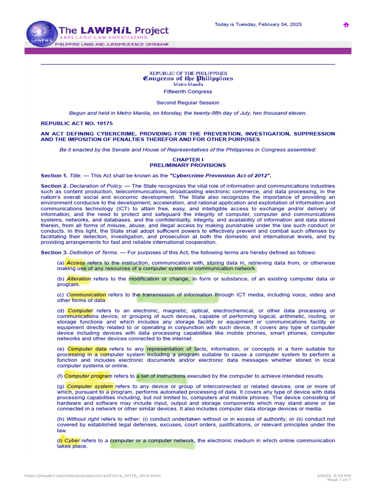 Republic Act No. 10175 | PDF | Computing | Justice