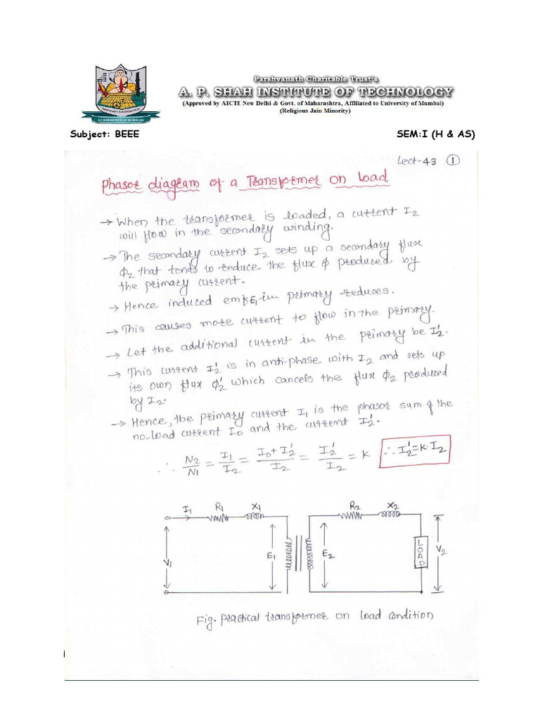 Lect-34 Phasor Diagram of Transformer On Load | PDF