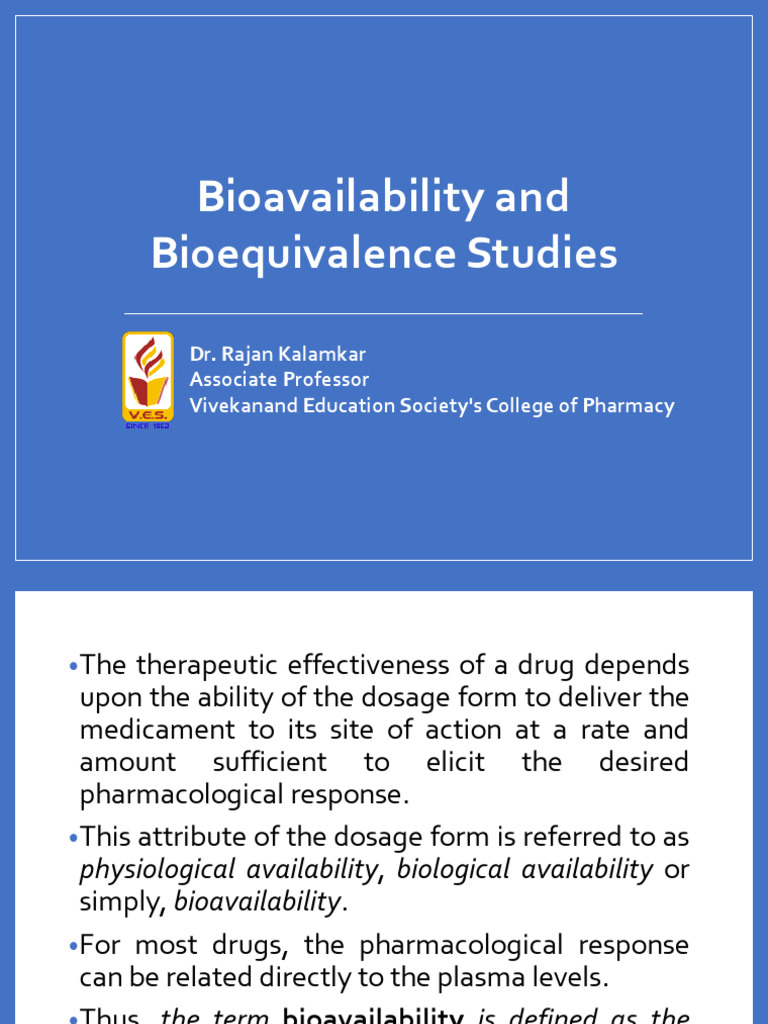 Bioavailability and Bioequivalence Studies | PDF | Bioavailability ...