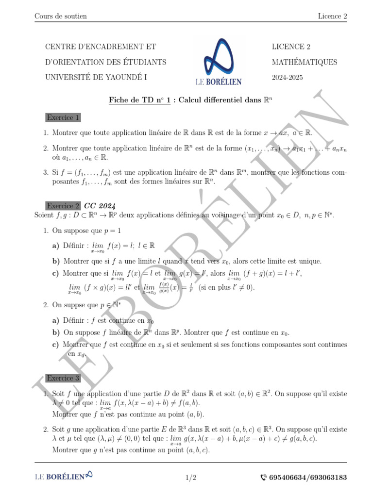 Fiche Calcul Differentiel | PDF | Calcul | Fonctionnalités et modélisations