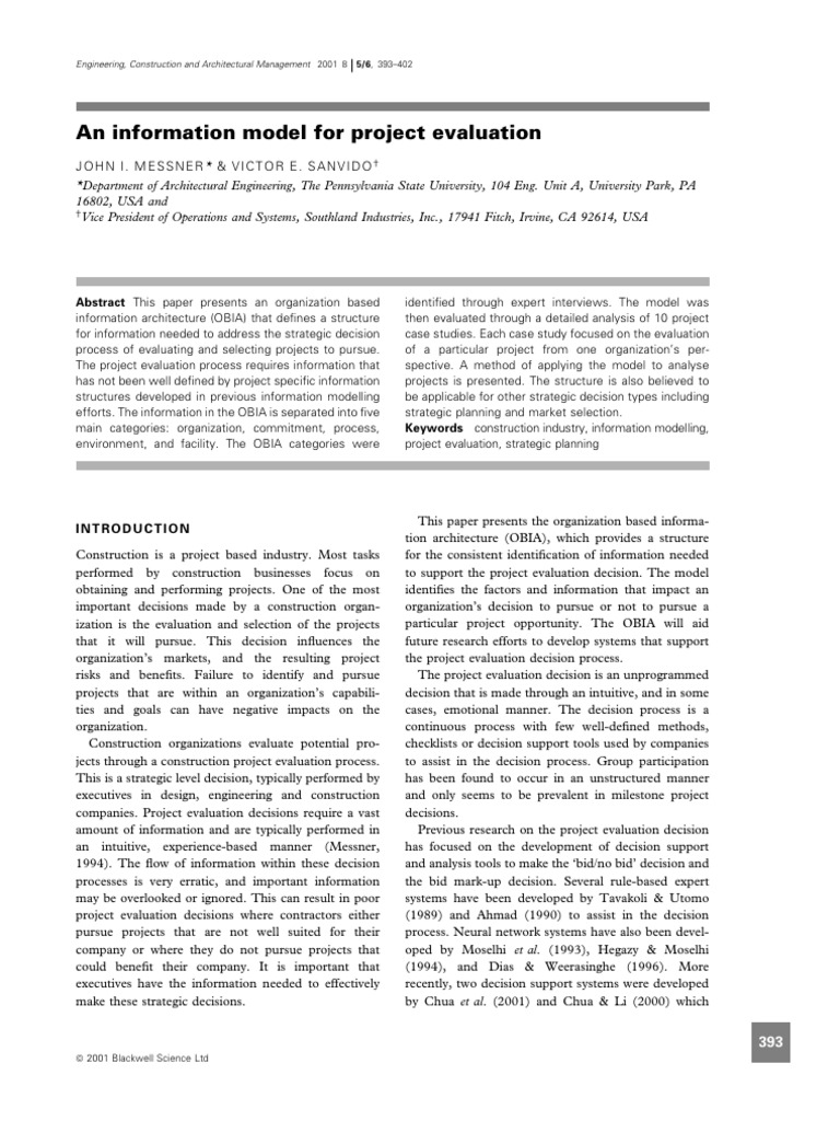 An Information Model For Project Evaluation | PDF | Natural Environment ...