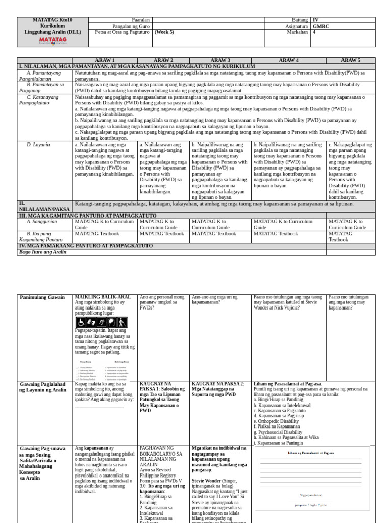 Q4 - GMRC - DLL - Week 5 | PDF