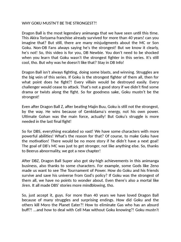 Goku's Role in Dragon Ball's Narrative | PDF | Dragon Ball