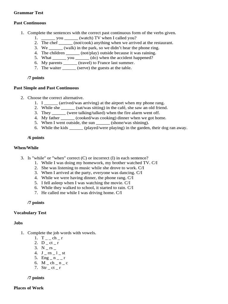 Grammar Test 1 - ALEX UNIT 5 | PDF | Linguistics