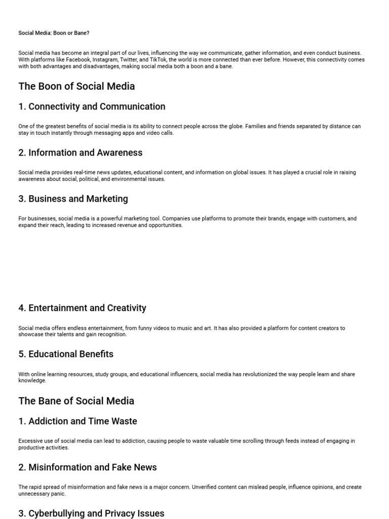 Social Media Boon or Bane | PDF | Social Media | Popular Culture ...