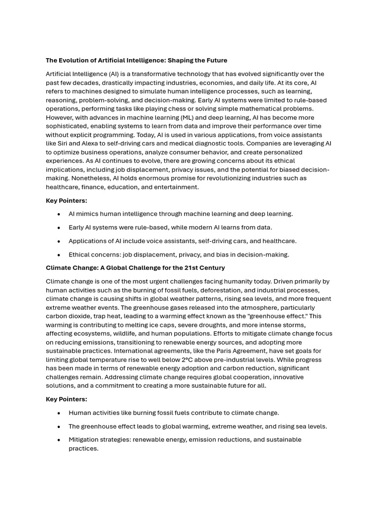 The Evolution of Artificial Intelligence | PDF | Climate Change ...