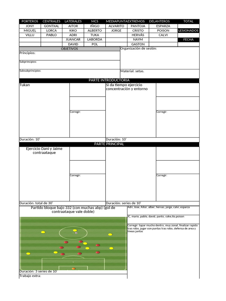Plantilla Entrenamientos | PDF