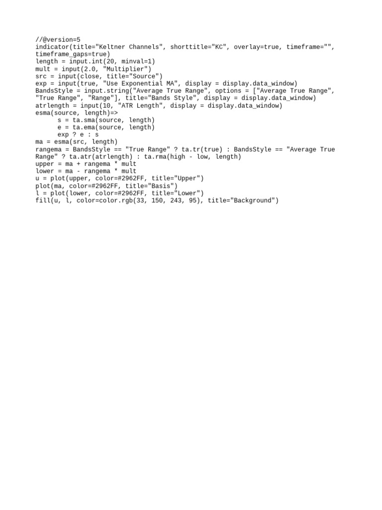 Keltner Channels Pine Script Code | PDF