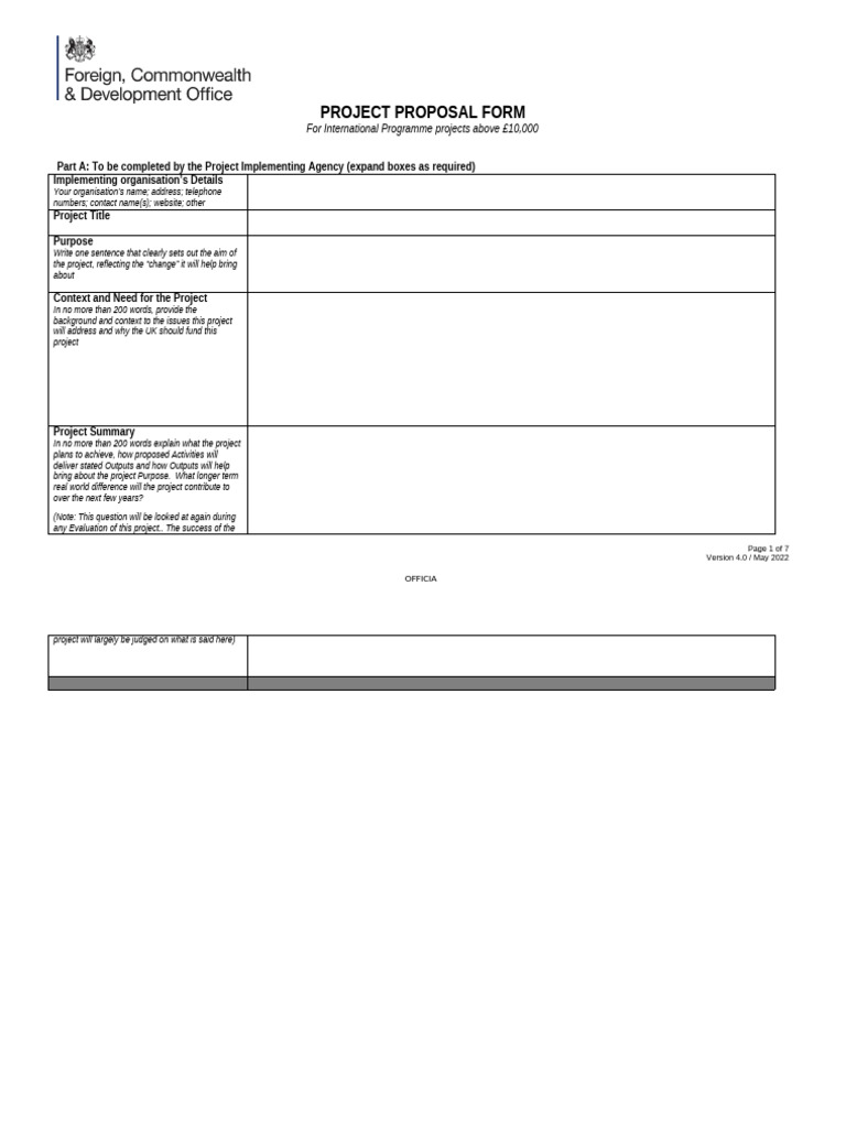 International Project Proposal Form | PDF | Risk | Economies