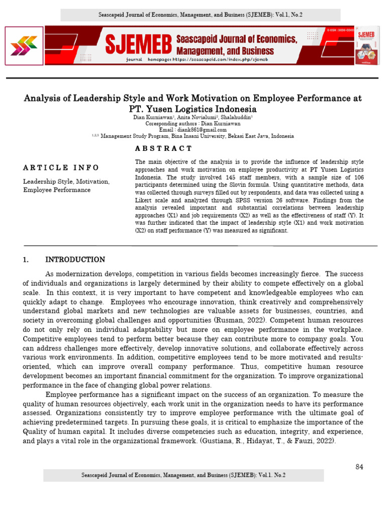 Leadership and Motivation Impact on Performance | PDF | Regression ...