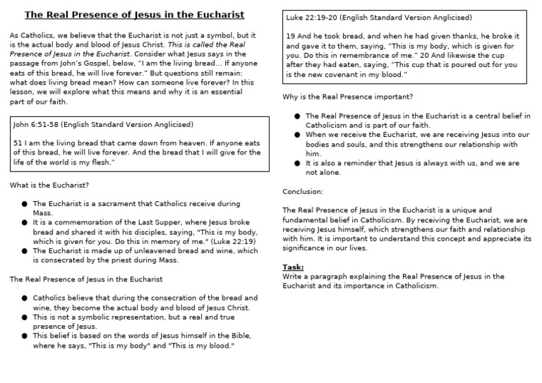 4. The Blessed Sacrament - The Real Presence | PDF | Eucharist ...