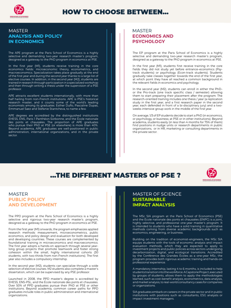 Choosing a Master's at PSE | PDF | Economics | Economies