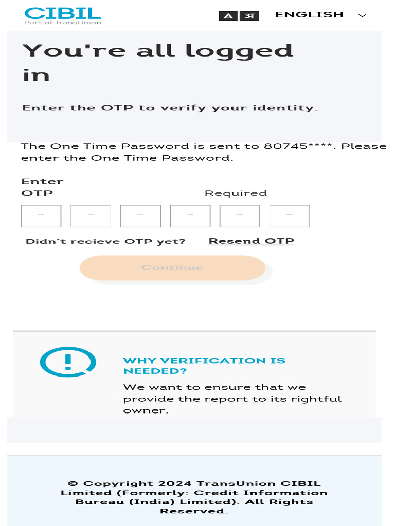 OTP Verification Issues for CIBIL Access | PDF