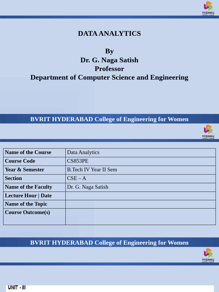 Data Analytics Class - Unit-Iii | PDF | Logistic Regression ...