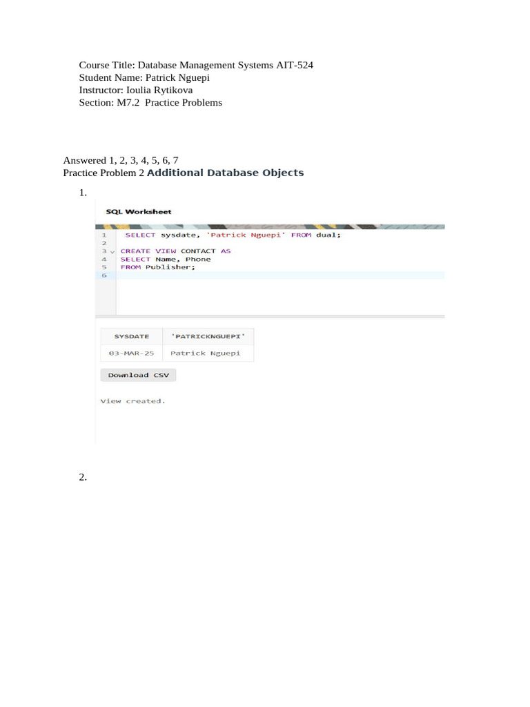 M7.2 Practice Problems | PDF