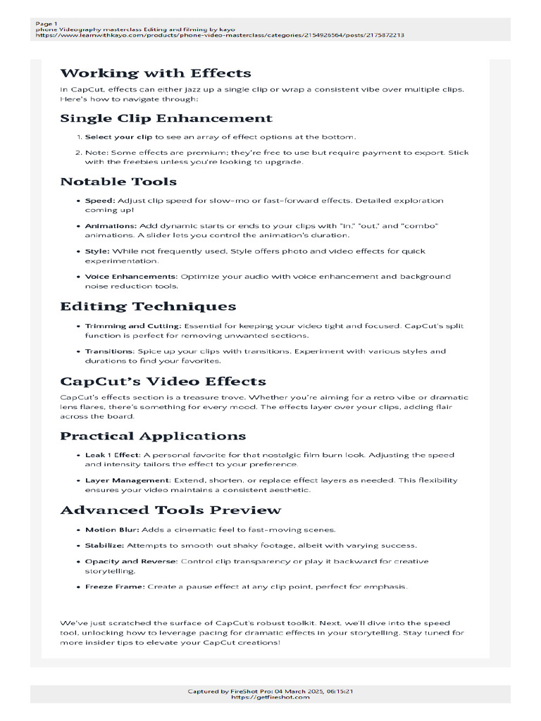 CapCut Effects: Enhance Your Videos | PDF