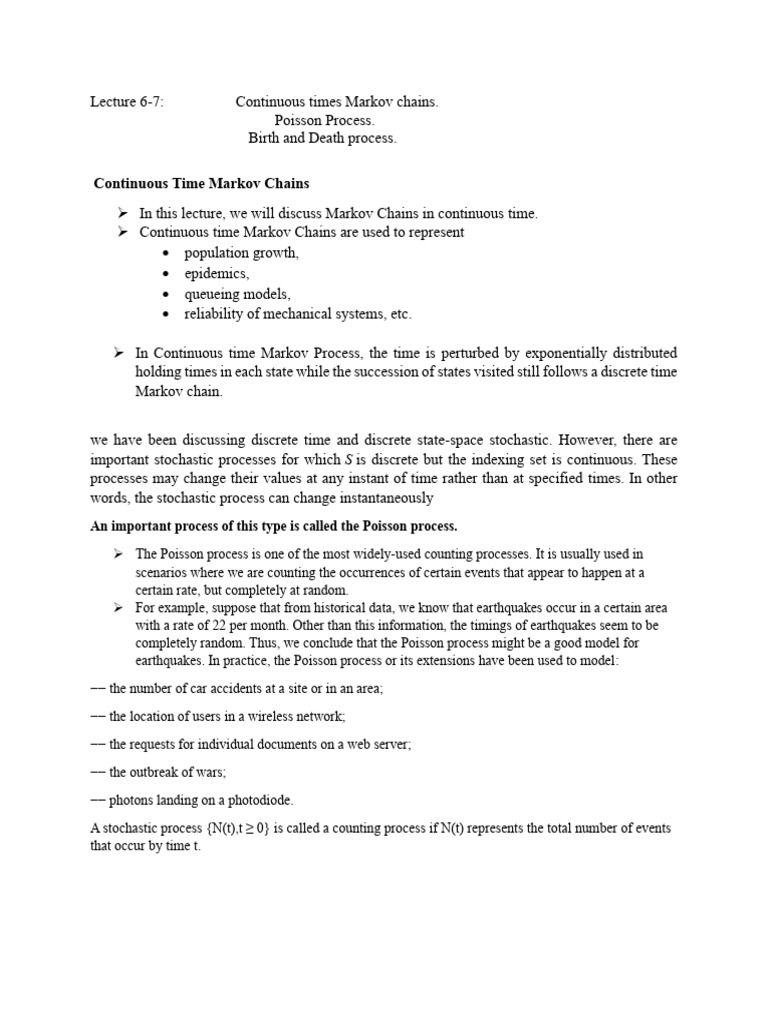 Continuous Time Markov Chains Explained | PDF | Stochastic Process ...