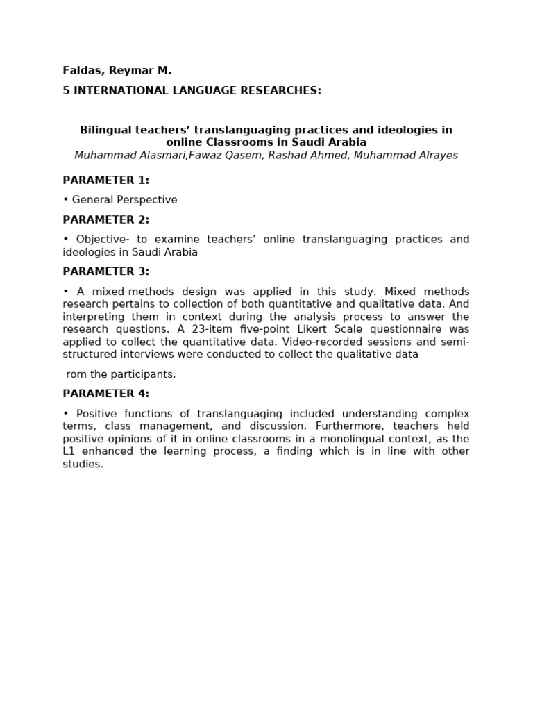 Translanguaging Practices in Online Education | PDF | Multilingualism ...