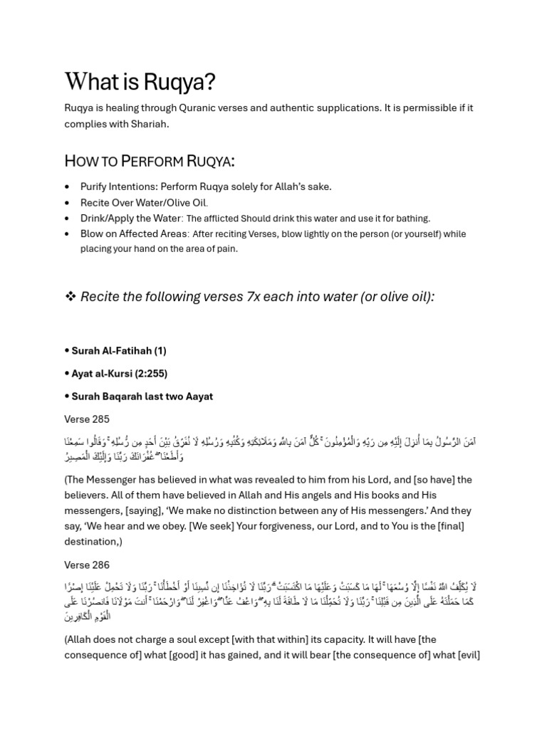 Ruqya | PDF | Prophets And Messengers In Islam | Islamic Belief And ...