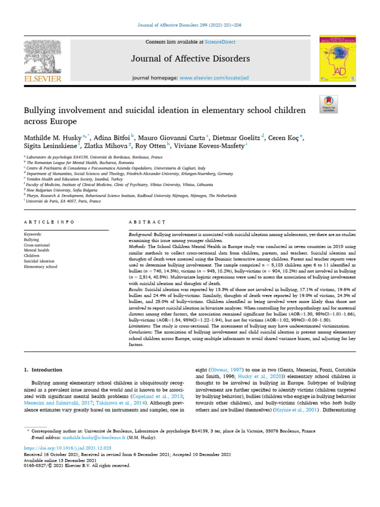 Bullying and Suicidal Ideation in Kids | PDF | Bullying | Mental Health