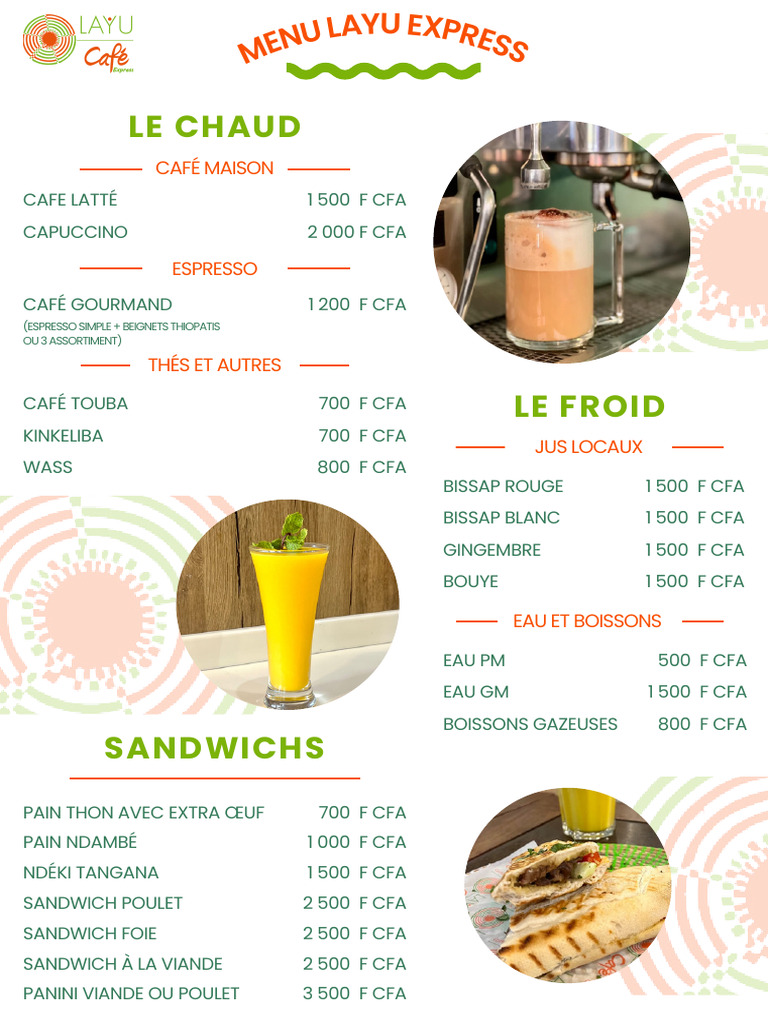 Menu Layu Café et Boissons Locales | PDF | Nourriture et boisson | Cuisine