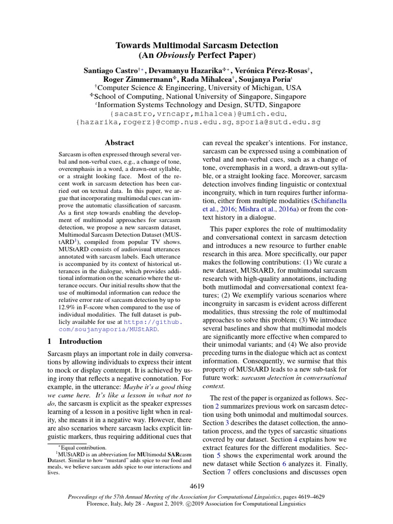 Multimodal Sarcasm Detection Dataset | PDF | Sampling (Statistics)
