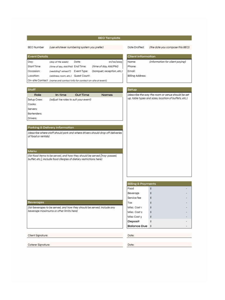 Banquet Event Order | PDF