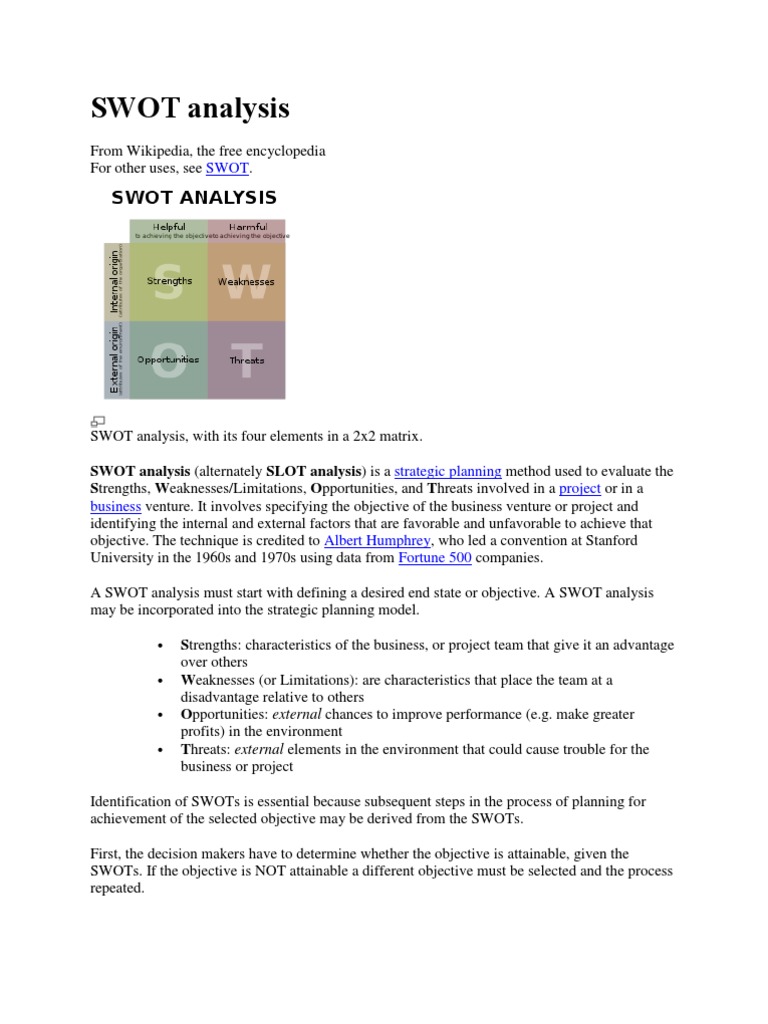 Understanding SWOT Analysis Basics | PDF | Business