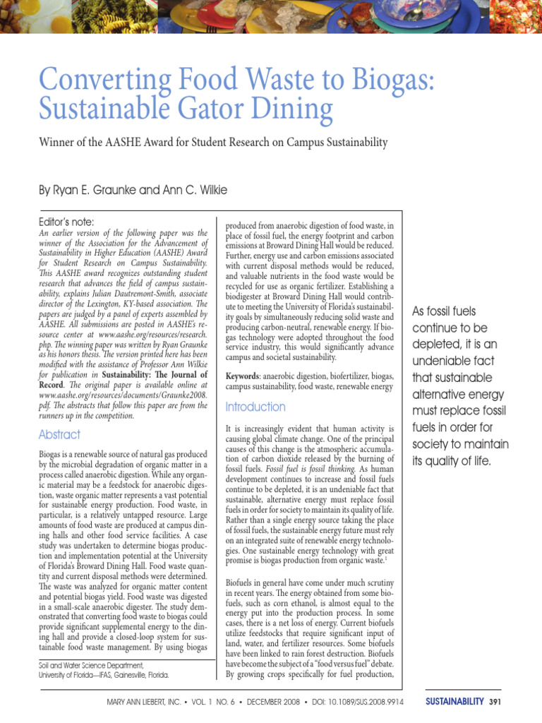 Converting Food Waste Biogas PDF Biogas Anaerobic Digestion