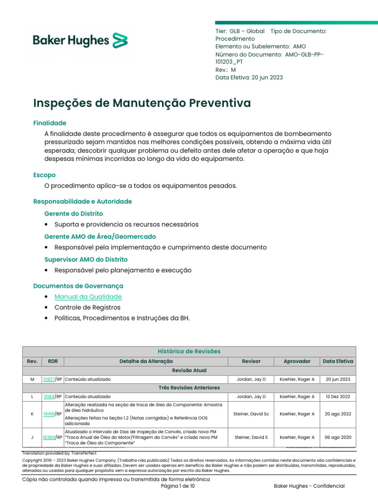 AMO-GLB-PP-101203 PT Insp Man Preventiva | PDF | Vestir-se | Motores