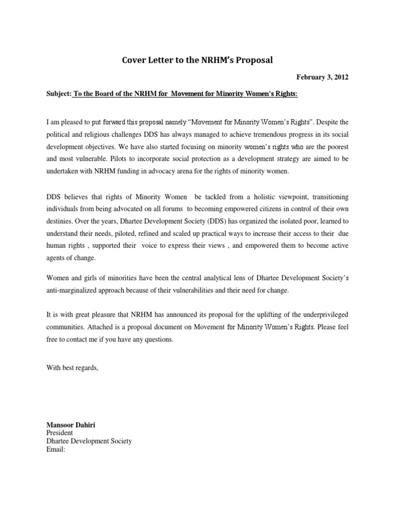 Cover Letter For Minority Women Rights PDF Women's Rights