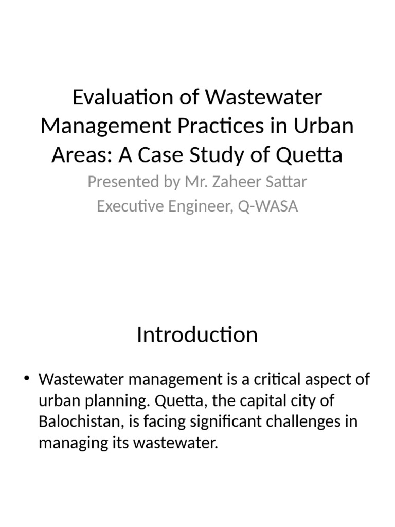 Evaluation of Wastewater Management Quetta | PDF | Sewage Treatment ...