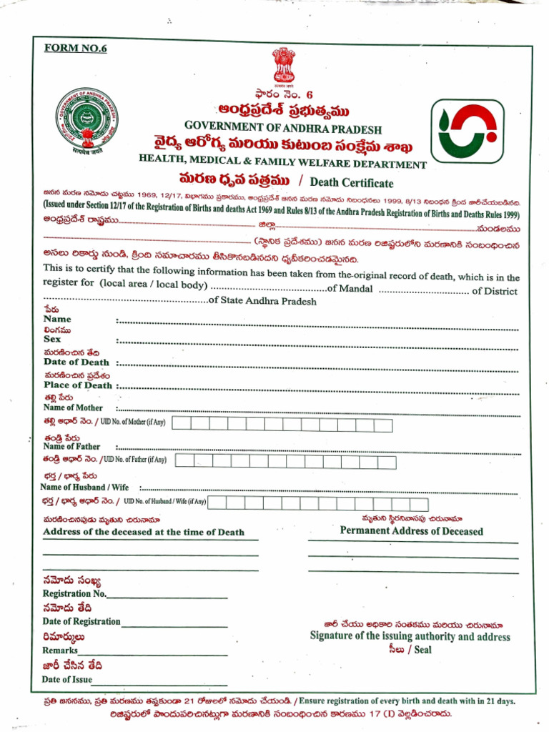 Death Certificate Manual Form | PDF