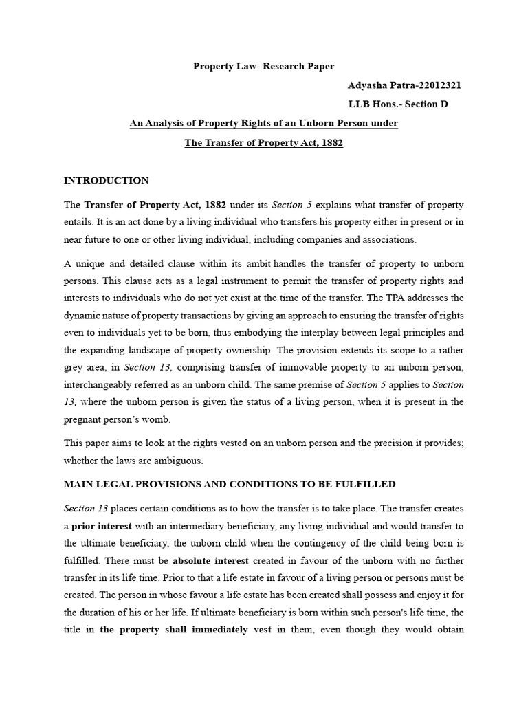 Property Rights of Unborn Persons | PDF | Property | Common Law