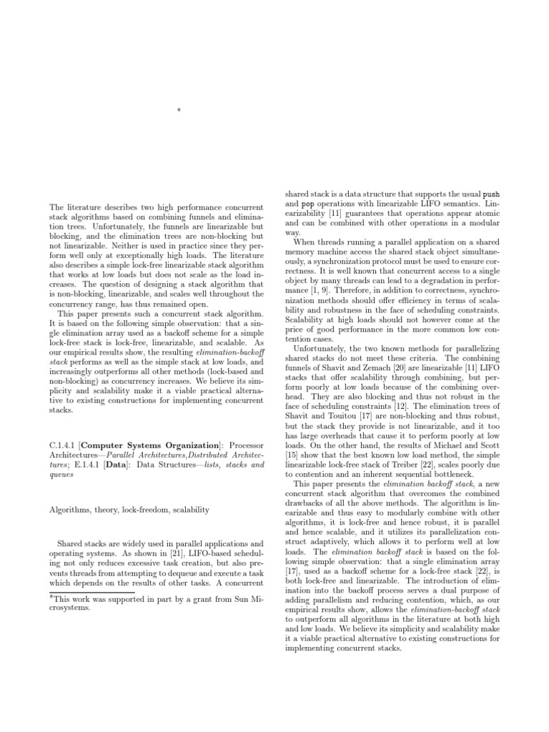 A Scalable Lock-free Stack Algorithm (2004) | PDF | Computing ...