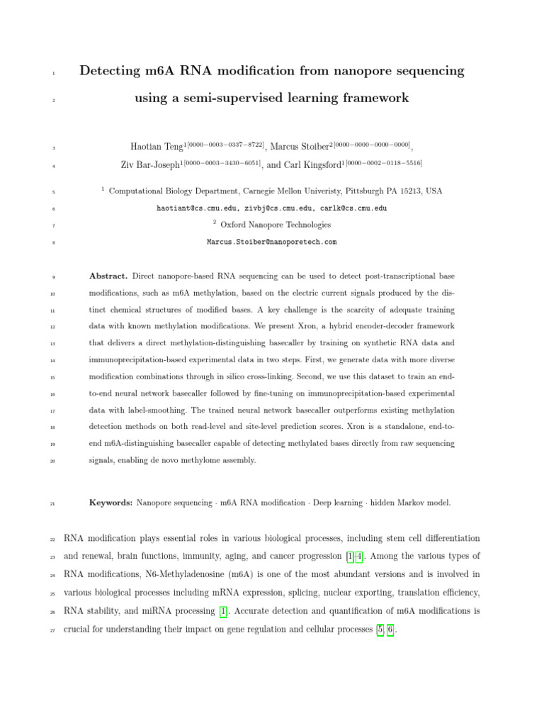 m6A RNA Modification Detection via Nanopore | PDF | Dna Sequencing ...